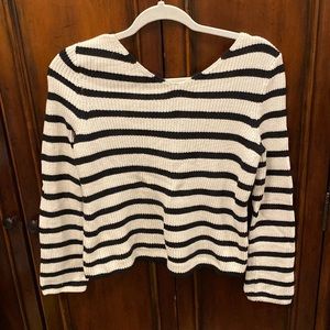 Loft striped double v neck sweater with back lace up tie size xs